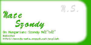 mate szondy business card